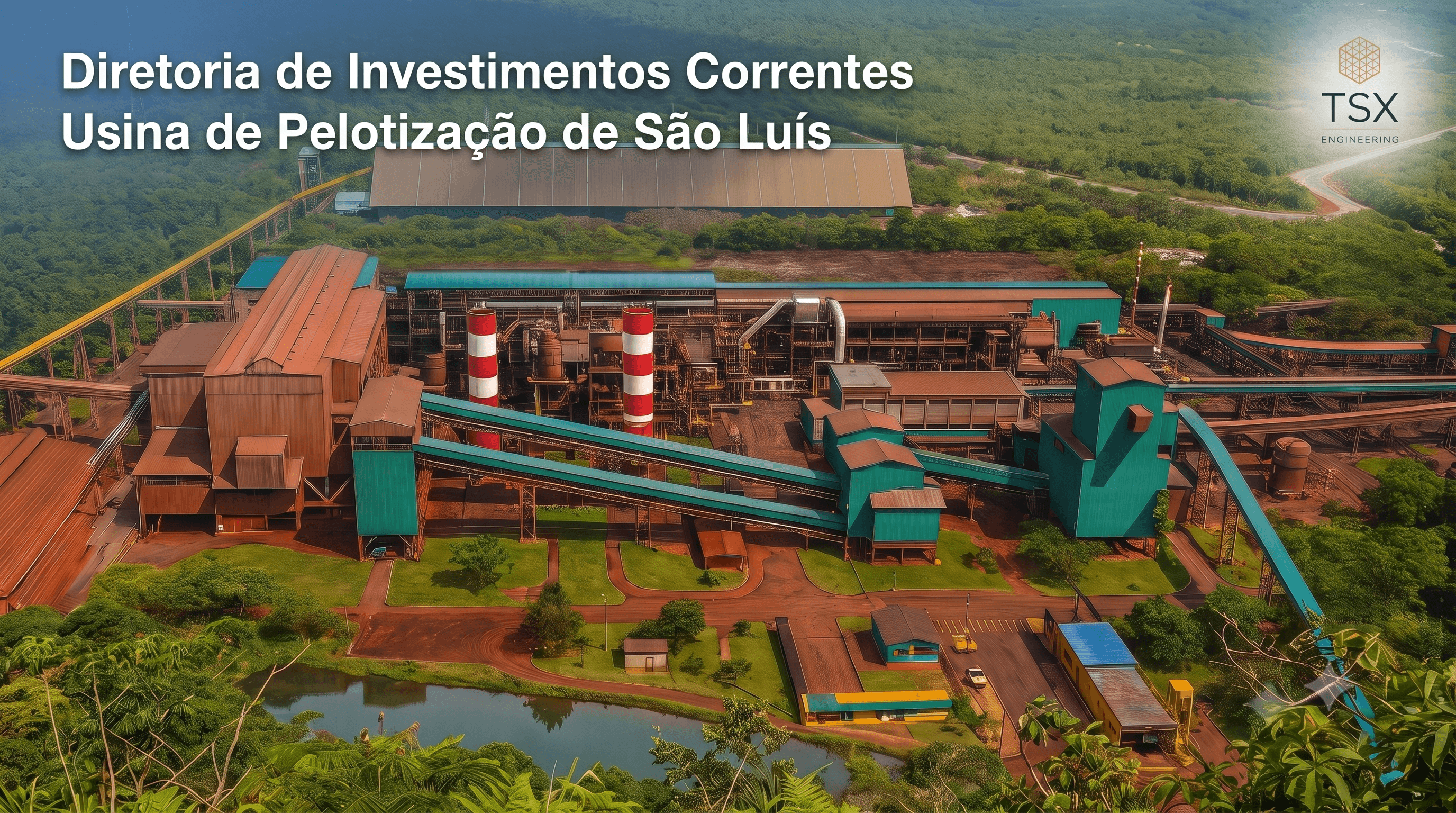 Usina industrial ao entardecer